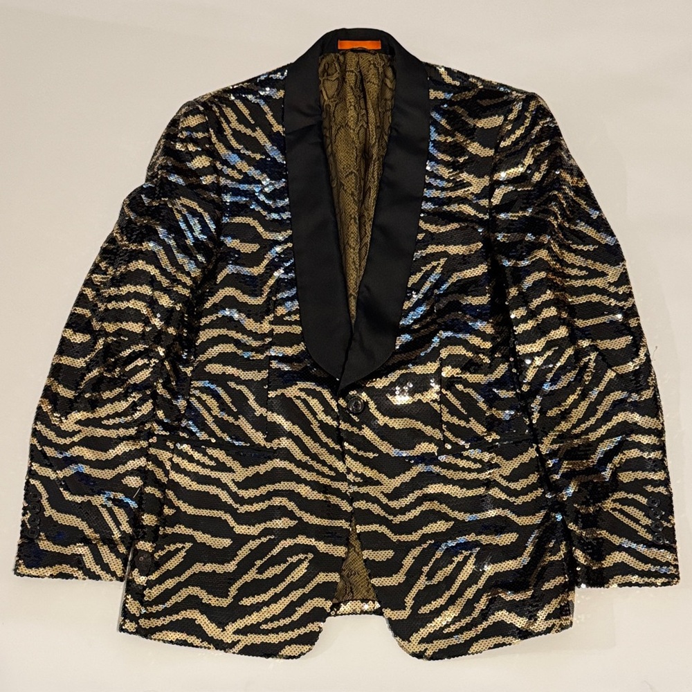 Sequin Zebra Print Gold Tallia Blazer